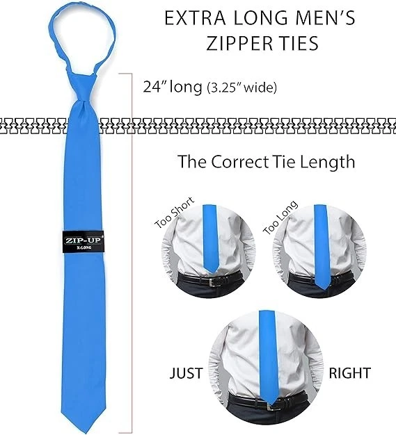 Мужской удлиненный однотонный атласный и шелковый предварительно завязанный галстук-молния - Изображение 3 из 3