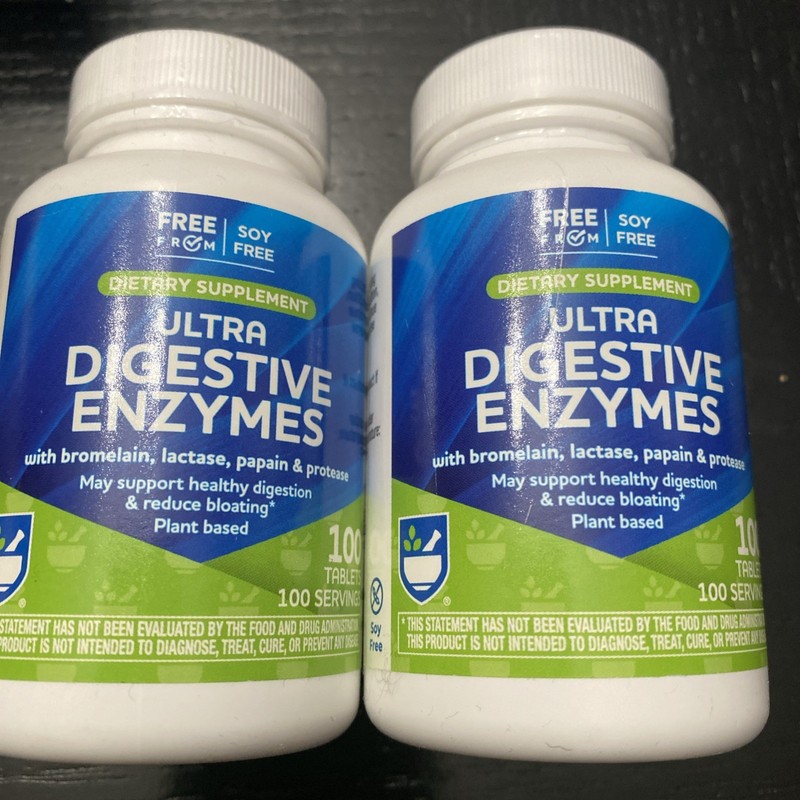 digestive enzymes Rite Aid 100 Tablets Per Bottle Lot Of 2 Bottles Exp 12/27 New
