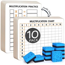 SCRIBBLEDO 10 Pack Dry Erase Multiplication Chart White Board 9" x 12" Multip...