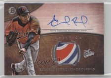 2014 Bowman Inception Relics Red 4/10 Eduardo Rodriguez #AR-ER Patch Auto 1b3
