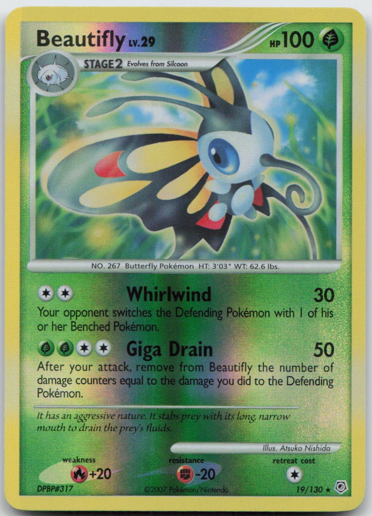 Beautifly 19/130 Rare Diamond & Pearl Pokemon TCG Reverse Holo NM