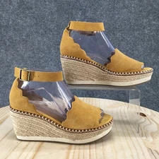 Crown Vintage Sandals Womens 7 M Daffodil Espadrille Ankle Strap Yellow Wedge