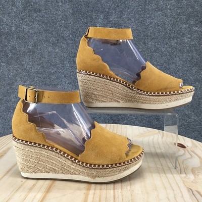 Crown Vintage Sandals Womens 7 M Daffodil Espadrille Ankle Strap Yellow Wedge