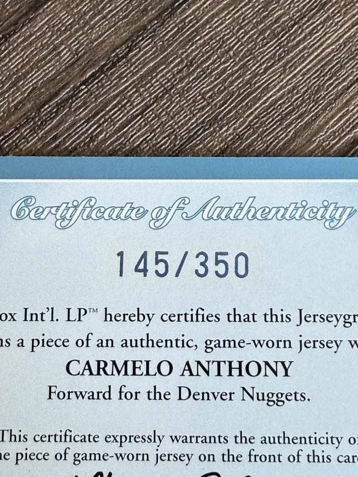 Carmelo Anthony 2003-04 Fleer Skybox Jerseygraphics RC /350 Jersey #J-CA HOF - Image 3 of 3