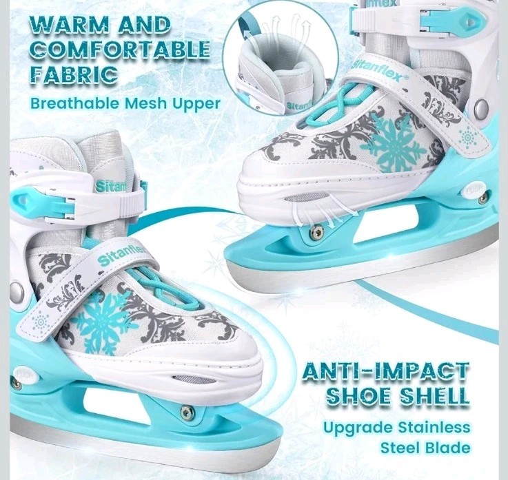 Patines de Hielo Copo de Nieve Ajustables Unisex niños Y Niñas Talla M 35-38 (3.5-5)