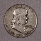 1953-D Franklin Half-Dollar SILVER Coin, Fine Condition