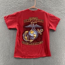 VINTAGE Marines T Shirt Men Medium Red Military Graphic Patrotic USA Casual 90s