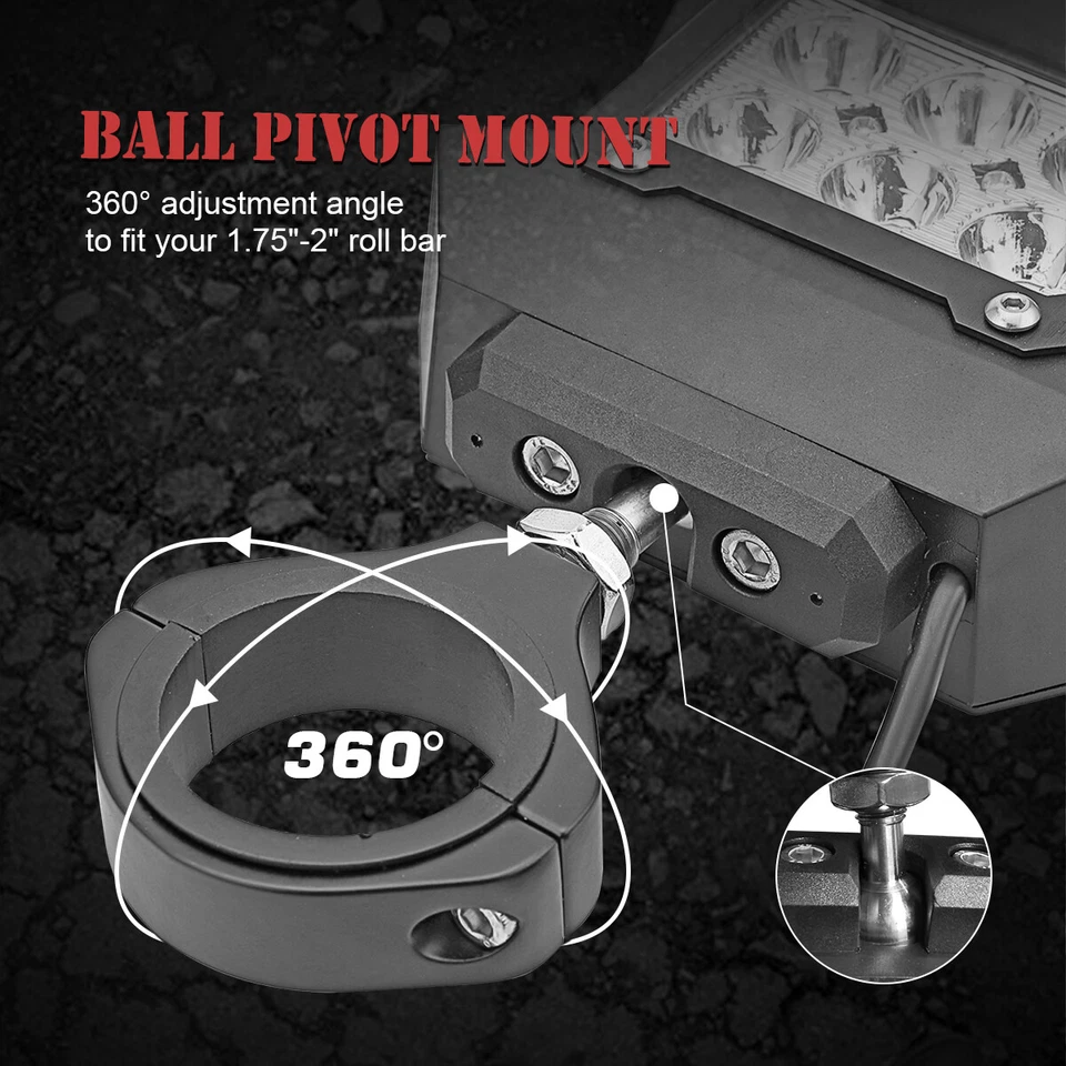 For Can-Am Maverick X3 Commander 1000 UTV Rear View Side Mirrors +LED Light Wire - Image 3 of 4