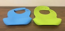 WeeSprout Waterproof Silicone Baby Bibs (Set of 2) | Pocket to Catch Food