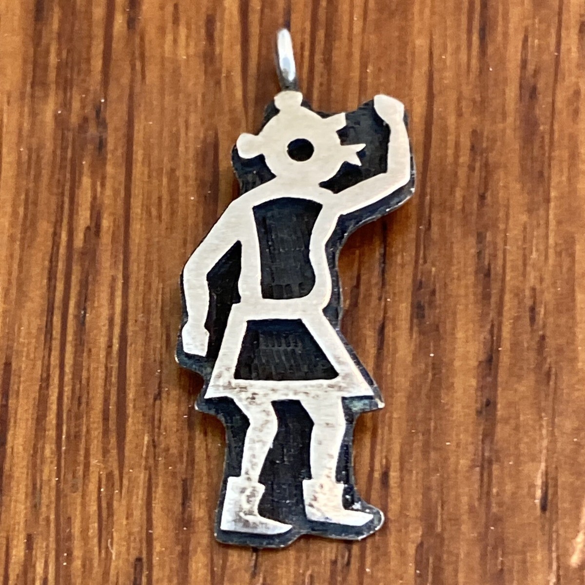Vintage Roy Tawahongva Hopi Pendant Sterling Silver Overlay