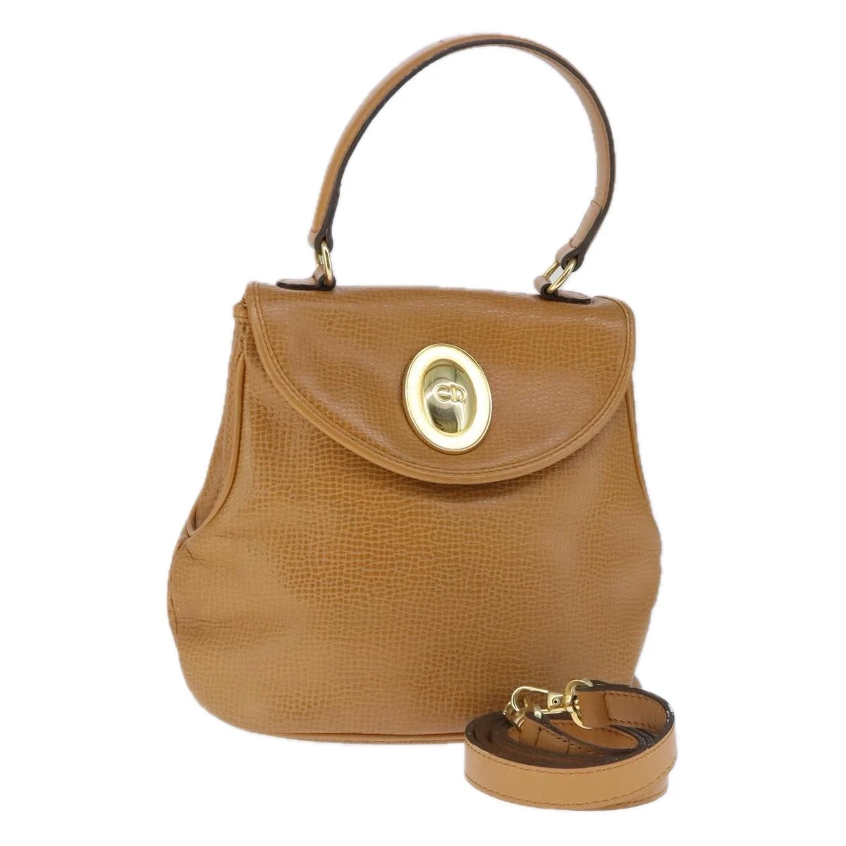 Sac à main Christian Dior cuir 2 voies marron authentique 103766