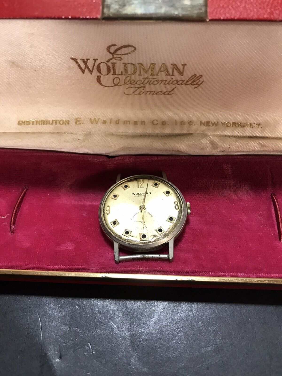 Vintage Woldman Electra Watch For Parts Swiss Made W/Case