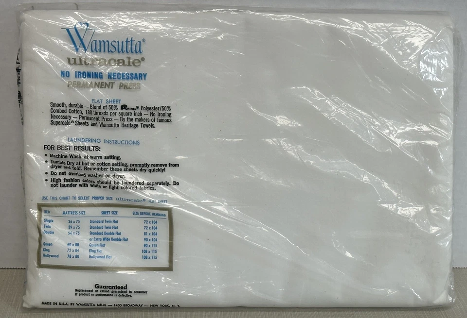 Vintage Wamsutta TWIN Flat Sheet Embroidered White/Gold Ultracale Percale - Image 2 of 4