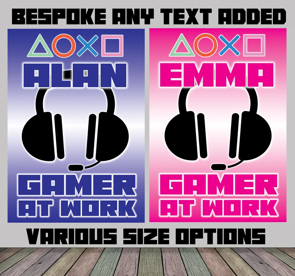 Personalised Name Tag Any Text Gaming Gamer Console Prints Posters Wall Graphic