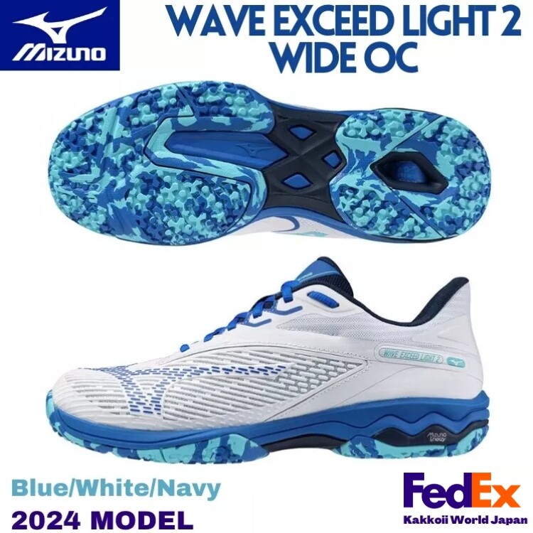 MIZUNO Tennis Shoes WAVE EXCEED LIGHT 2 WIDE OC Blue/White/Navy