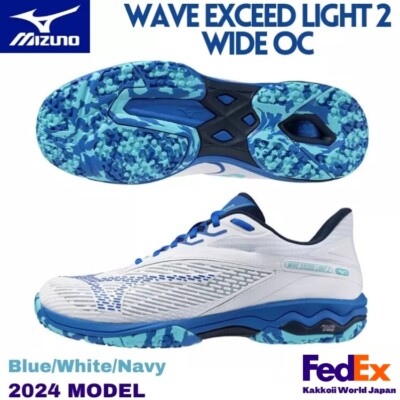 MIZUNO Tennis Shoes WAVE EXCEED LIGHT 2 WIDE OC Blue/White/Navy 61GB2318 29 NEW!