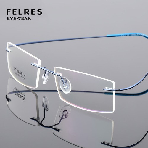 Metal Square Anti Blue Light Nearsighted Glasses Unisex Rimless Myopia Glasses - Picture 4 of 33