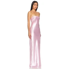 Lovers & Friends x Anja Dujakovic Carolyn Maxi Dress Satin Strapless Pink Sz M
