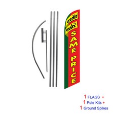 Cash or Credit Same Price 15' Feather Banner Swooper Flag Kit with pole spike