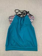 Holipick Tankini Swimsuit Athletic Top Womens size 16w Aztec Print Teal Blue Fun