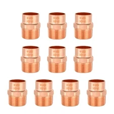 10 PCS EFIELD 3/4"  C x 3/4" MNPT Copper Male Adapter Fittings, Lead Free
