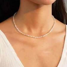 2MM Natural Morganite Chakra Necklace Healing Delicate Small Beads Women Choker