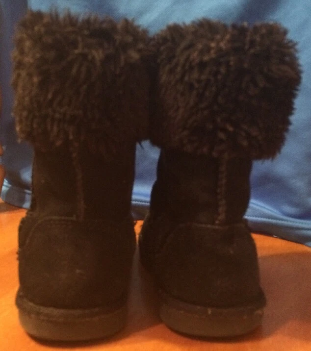 CUTE!! Fuzzy Tall Black Zipper Boots Toddler Girl Child 8 GUC!! — 第 4/4 张图片
