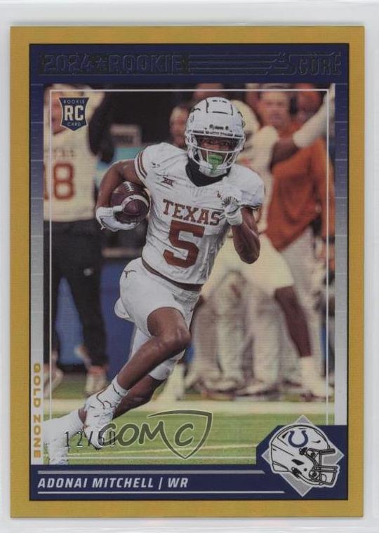 2024 Score Rookies Gold Zone 12/50 Adonai Mitchell #340 Rookie RC
