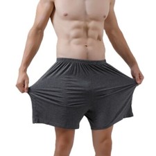 Men's Cotton Solid Elastic Waist Shorts Sleep Pant Breathable Sleep Short