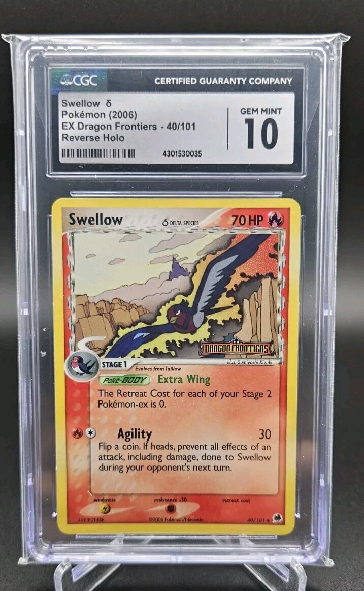 2006 Pokemon Ex Dragon Frontiers Swellow Reverse Holo Card 40/101 CGC 10 POP 16