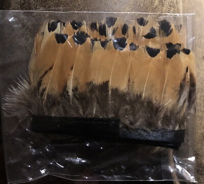 1 yard pheasant feather fringe on black bias fabric 2'' total hanging length