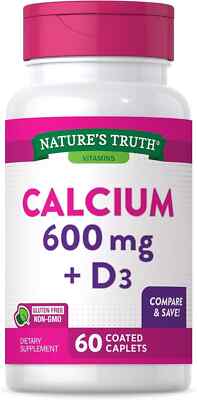 SM Nature's Truth Calcium 600 mg Vitamin D3 60 Caplets (3 Pack)