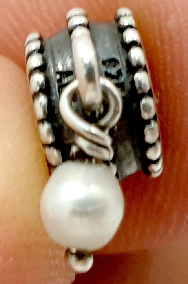 Pandora Charm Pearl Drop Dangle Sterling Silber 925 Perle  - Bild 2 von 2