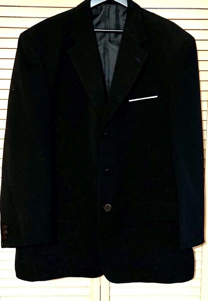 Vittorio St. Angelo 2 Piece Suit Mens Size 40L Black with Silver Sparkly Flecks