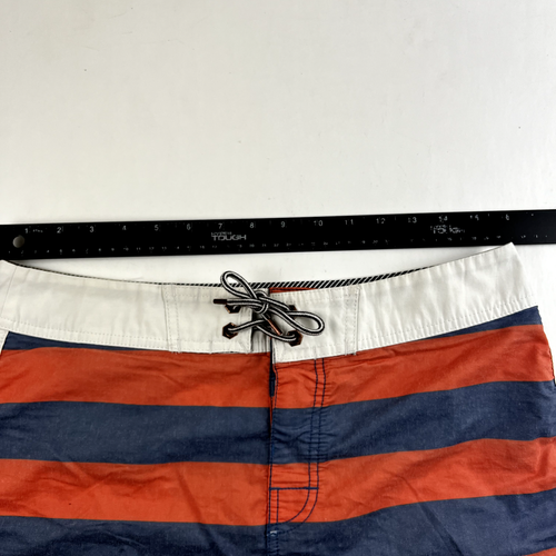 Globe Quick Dry Mens Board Shorts Swim Trunks Size 32 Orange & Blue Stripes - Picture 4 of 11