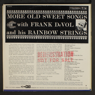 SCREEN MUSIC LPレコード Frank de Vol FRANK DE VOL: more old sweet songs COLUMBIA 12