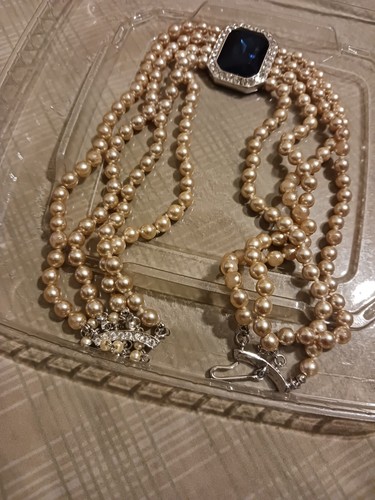 Vintage KJL pearls Crystal necklace Chocker - Picture 2 of 3