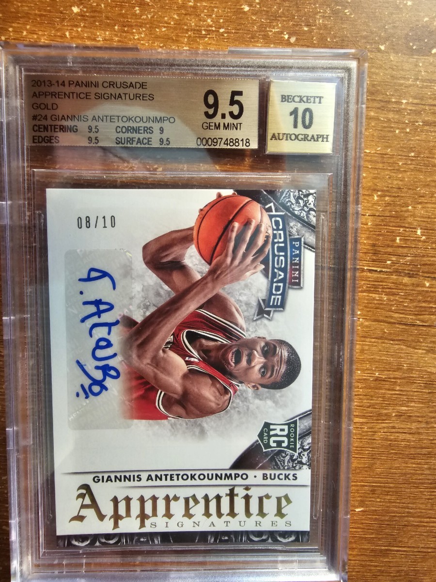 2013-14 PANINI CRUSADE AUTO GOLD GIANNIS ANTETOKOUNMPO RC #08/10