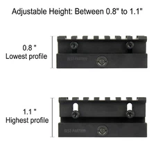 Quick Release Adjustable Height Picatinny Riser Mount - 7 Slot