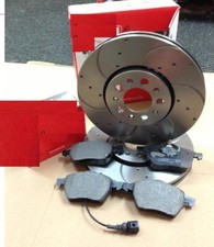 AUDI TT 1.8T QUATTRO 225 HP FRONT DRILLED GROOVED BRAKE DISCS AND BREMBO PADS