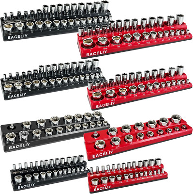 8Pcs Magnetic Socket Organizer Set, 1/2'', 1/4'' and 3/8'' SAE & Metric Deep & Shal