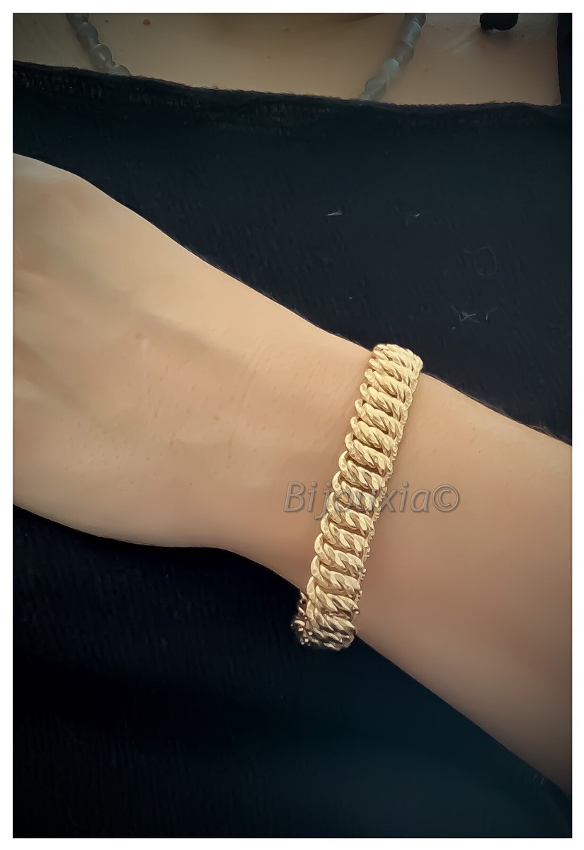 Bracelet Gourmette Maille Large - 19 Cm Plaqué Or 18 Carats - Mixte - Neuf Avec étiquettes