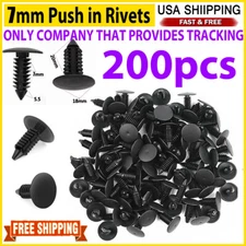 200PCS 7mm Plastic Rivets Bumper Clips Auto Car Hole Fastener Fender Push Pin