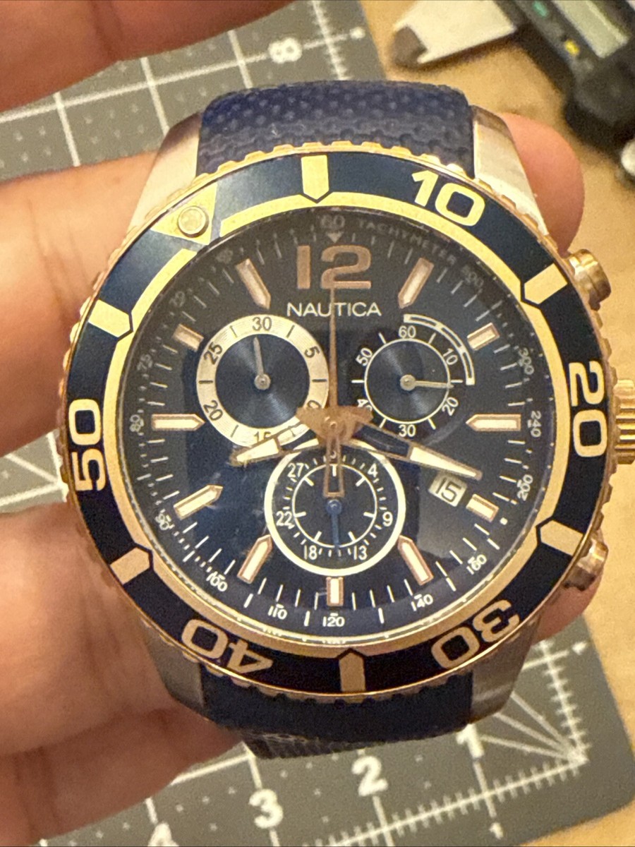 【今がチャンス夏限定】NAUTICA　新品時計【28】 Nautica Quartz Chronograph Tachymeter Blue Dial Men's Watch