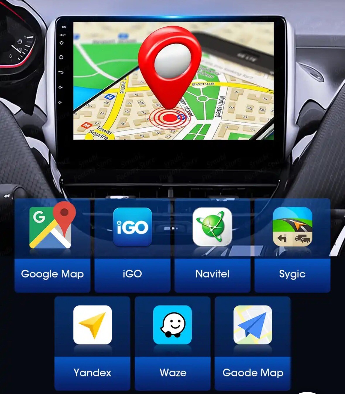 Autoradio android carplay peugeot 208 avec finition noire laque brillante - 3
