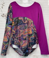 Danskin Now Girls Fuchsia Gymnastic Dance Ballet Unitard Leotard Large 10 12