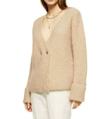 NWT ZARA VANILLA  Alpaca/Wool Blend Ribbed Knit Oversized Cardigan size M