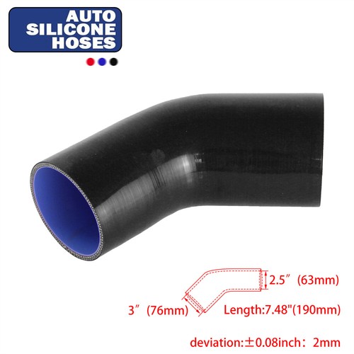 3-Ply 45 Degree ID 2.5" to 3" Reducer Silicone Hose for Turbo/Intercooler/Intake - Picture 7 of 13