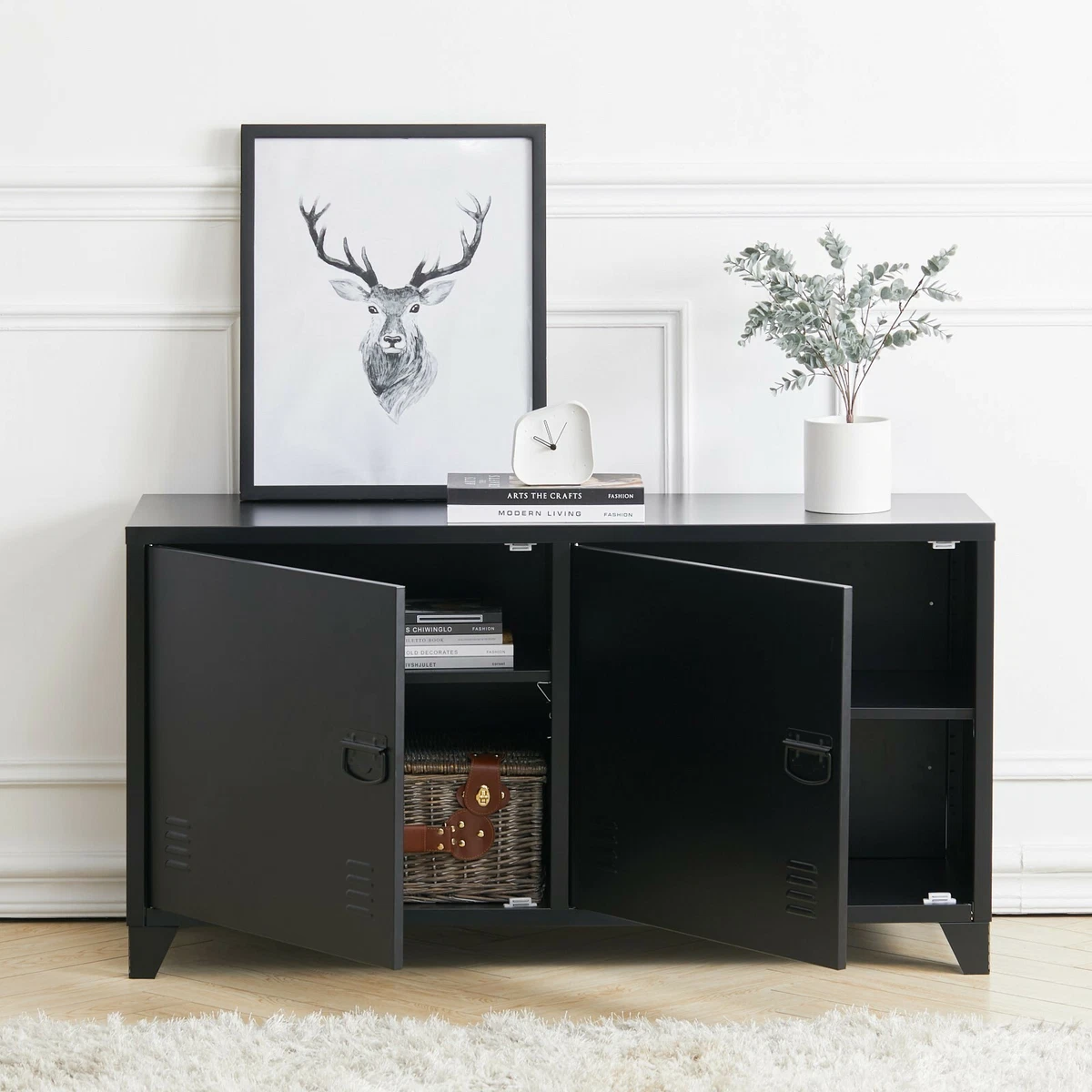 Black metal cheap console cabinet