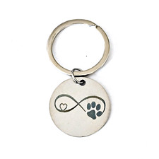 Infinity Love Paw Keychain, Pet Lover Gift, Stainless Steel Charm Ring, Cat Dog